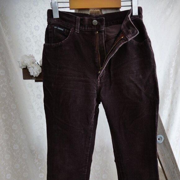 Vintage 1970s Lee Cooper Retro 70s High Rise Corduroy Pants Brown Jeans - Picture 8 of 9